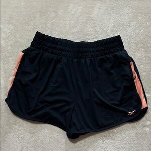 Reebok Women's Athletic Shorts in Black with Coral Highlights